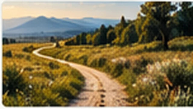 Sunlit path through the hills